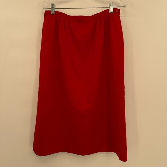 Pendleton Vintage Plus Women's Wool Red Midi Skirt 14 - Picture 1 of 13